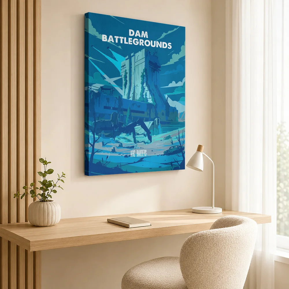 Dam Battlegrounds Arc Raiders Framed Canvas Print Poster Customized Photo Gaming Anime Canvas Wall Art for Teen Bedroom Decor