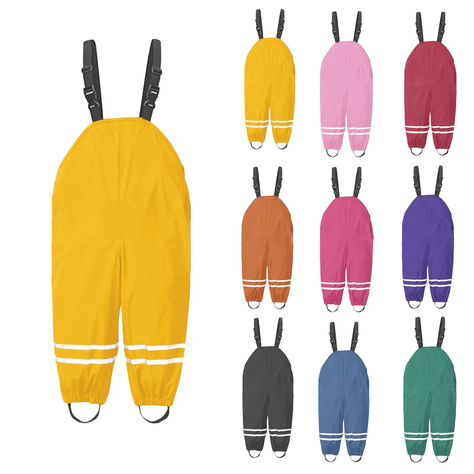 Children's Novelty Solid Color Pocket Fashion Raincoat Fashion Boy and Girl Adjustable Strap Beach Long Romper