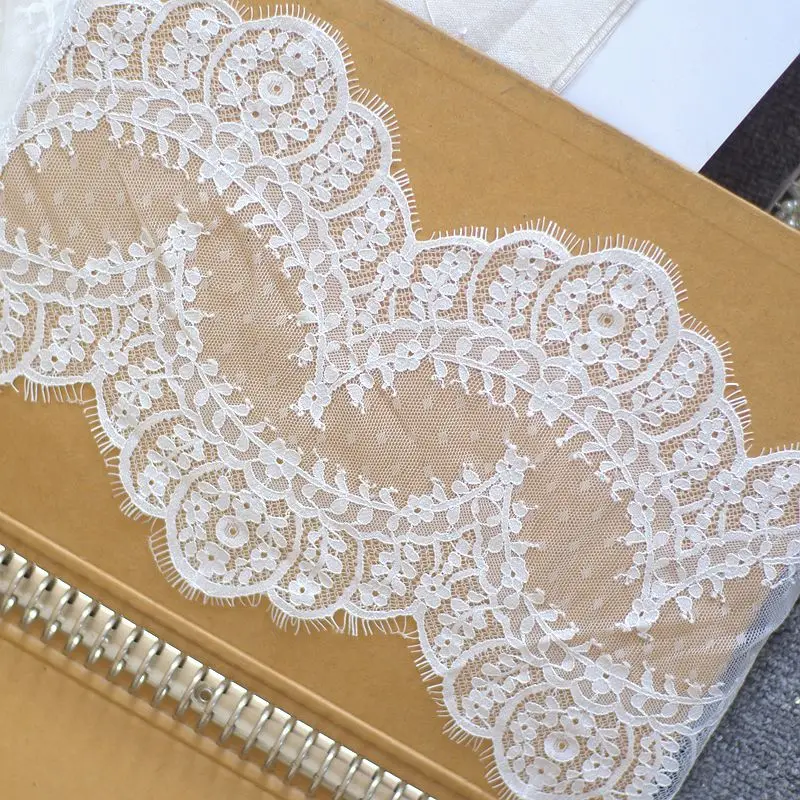 (3meters/lot) White Eyelash lace fabric Sewing Garment Ribbon Wedding Dress Curtain Material White Eyelash lace
