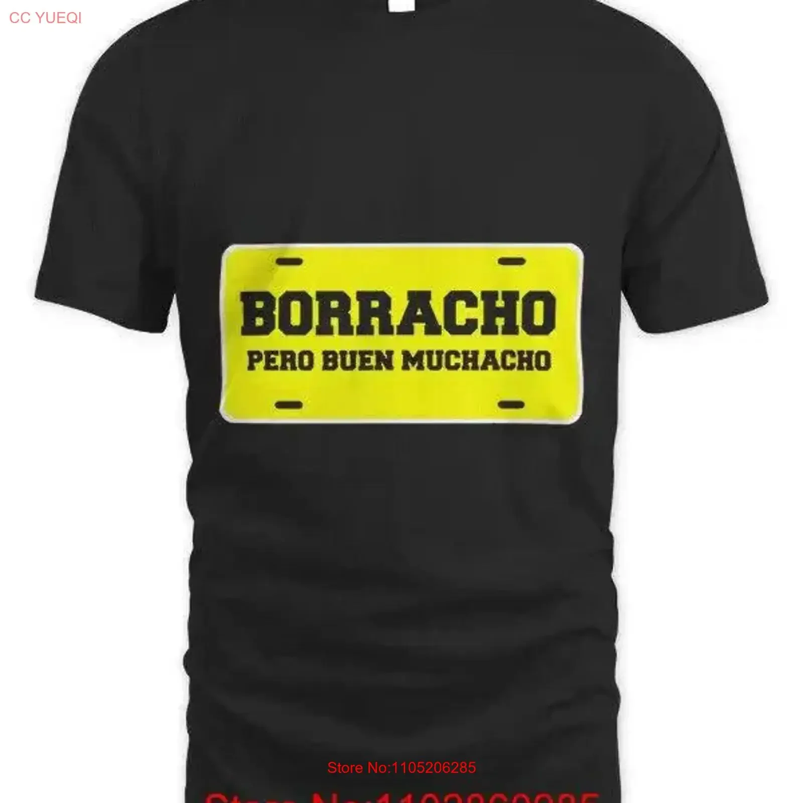 Borracho Pero Buen Muchacho Funny Car License Plate Quote T Shirt vintage Washed Slightly Casual Unisex homme fashion