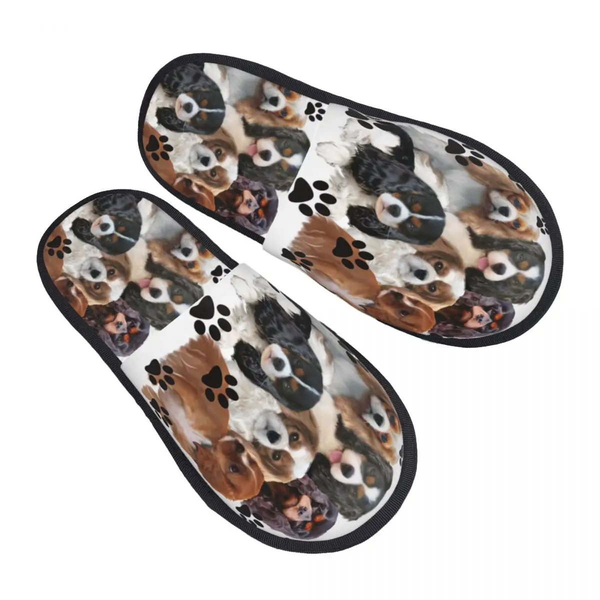 Pantofole da casa personalizzate per gruppi di famiglia Cavalier King Charles Spaniel da donna, morbide scarpe da ginnastica per cani in memory foam