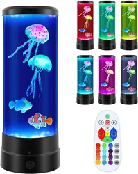 Jellyfish Lava Lamp Tank Mood Light, Aquarium Night Light, Bedroom Desktop Decor, Presentes para meninas e meninos, Aniversário