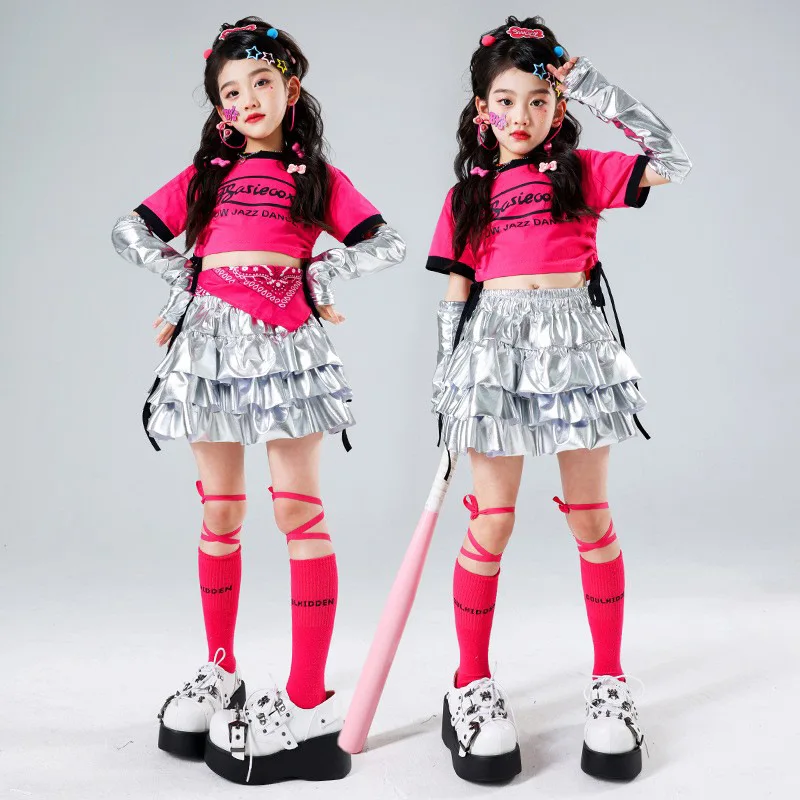 

Girls wearing dopamine and jazz dance costumes, children's street dance costumes, girl group spicy girl costumes, sweet and cool