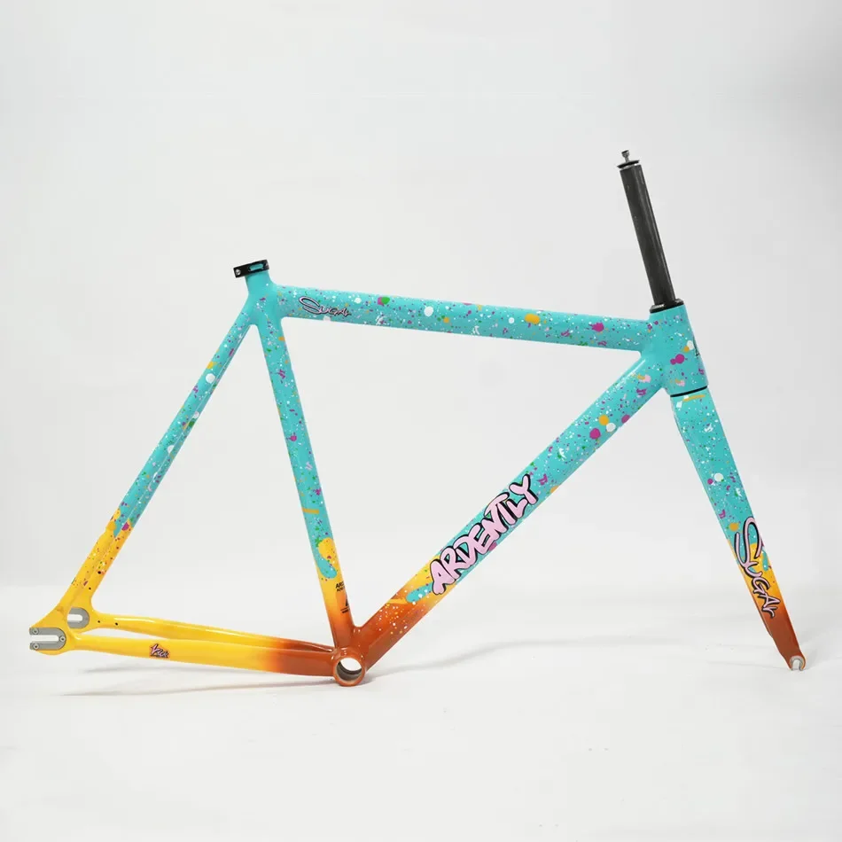 Ardently SUGAR Frameset, Track Fixie Bike Colorful Frame And Fork, Single Speed Bicycle Parts, 700C 6069 Aluminum, Carbon Fork