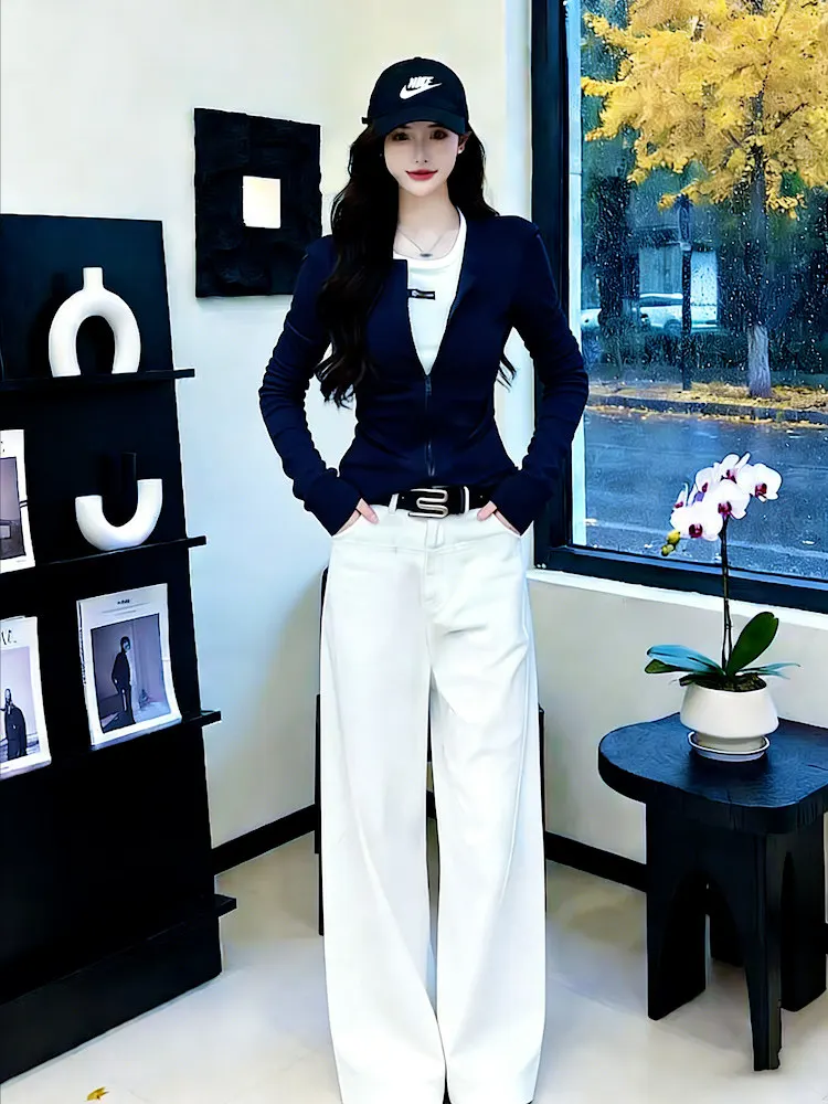 

Casual Wide Leg Pants Set Women's Long Sleeve High Waist Two Piece Suite Spring New Style Comfortable Leisure Fashion Ensemble