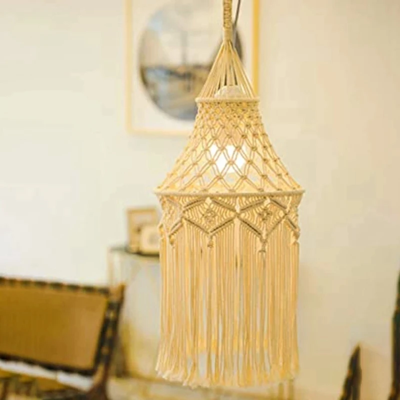 Macrame Lamp Shade Hanging Pendant Light Cover Office Bedroom Living Room Nursery Dorm Room Bohemian Home Decor