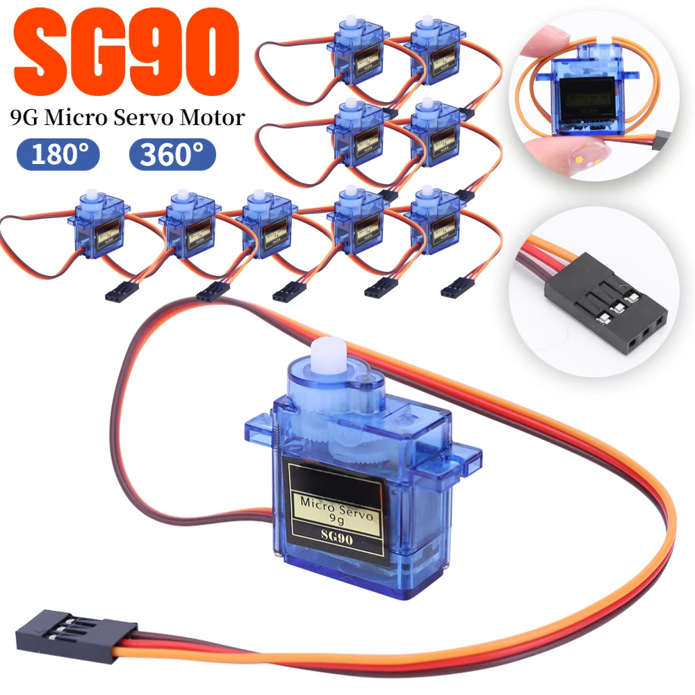 1PC SG90 9G Micro Digital Servo Motor 180/360 Degree Fixed-Wing Micro Gear Servo Motor for RC Helicopter Toy Airplane Aircraft