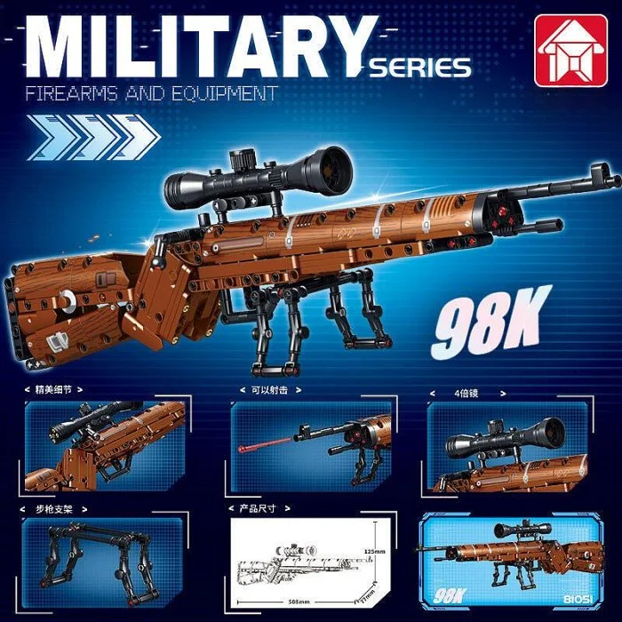 98K Rifle Building Blocks Model, DIY Assembly Educational Toy, Military Brick Set, Collectible Gift for Adults & Fathers Day