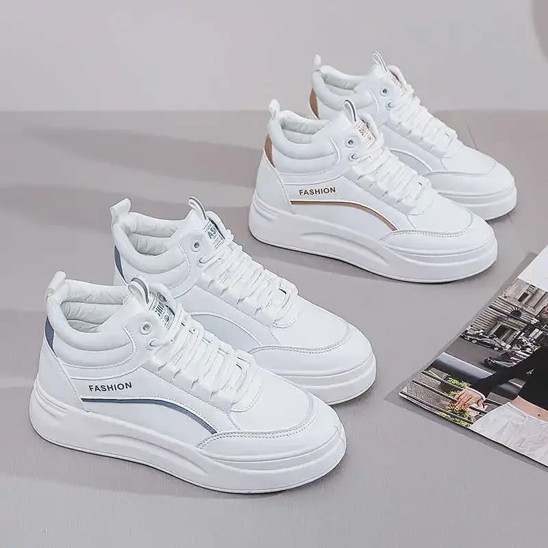 أحذية رياضية للسيدات باللون الأبيض أحذية طويلة للغاية أحذية رياضية عالية الجودة للسيدات نزهة رياضية من الدرجة الأولى سلة للجري