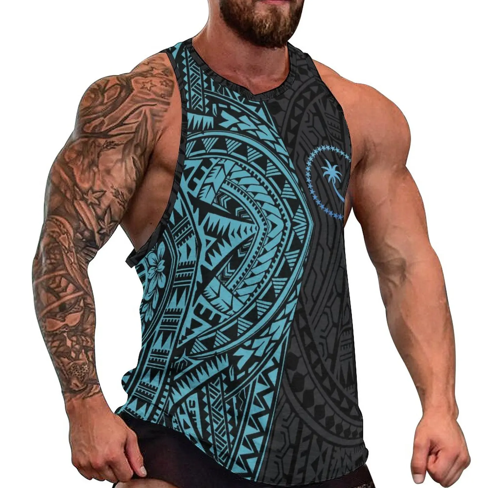 

New Polynesian Tattoo Sleeveless Men Tank Tops Micronesia Fitness Singlet Bodybuilding Workout Gym Vest
