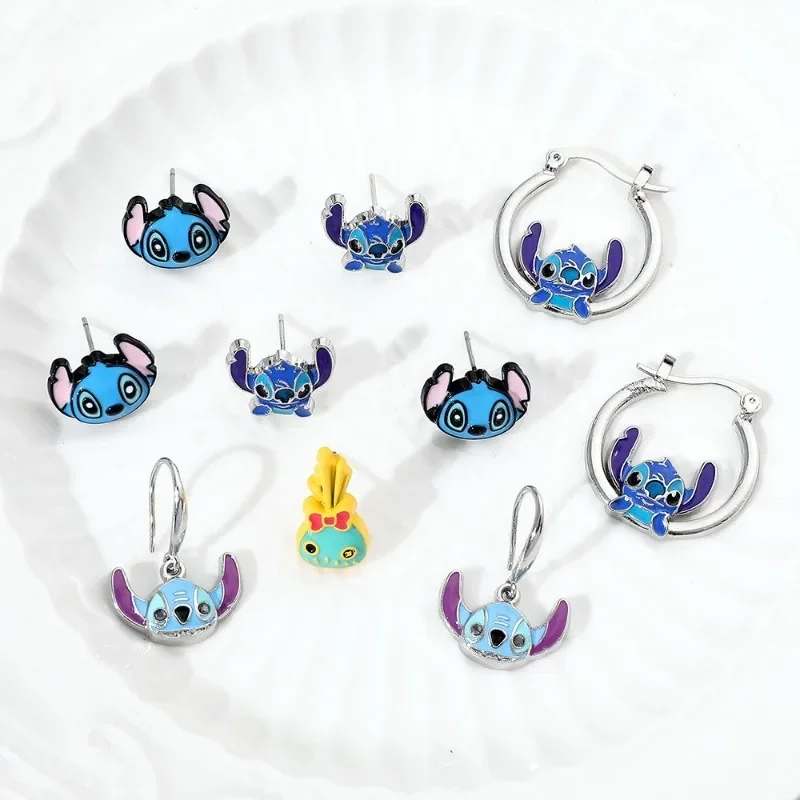 Cute Cartoon Anime Lilo & Stitch Personalized Fashionable Alloy Earrings Hypoallergenic and Non-fading As A Gift for Friends