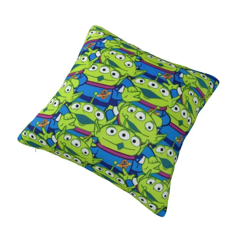 Custom Nordic Style Green Aliens Toy Story Cushion Cover 45x45cm Polyester Throw Pillow Case for Sofa Car Square Pillowcase