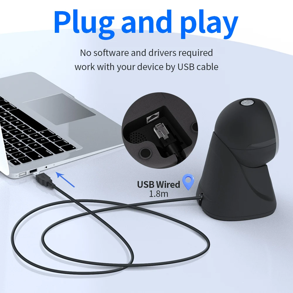 GTCODESTAR HandsFree Barcode Scanner USB 1D Omnidirectional Automatic Scanning Desktop Scanners 2D  Wired Bar Code Reader