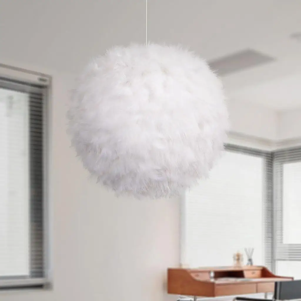 

Modern Fluffy Pendant Light Feather Lampshade Droplight Lighting Bedroom Dining Living Room Decoration Creative Hanging Lamp