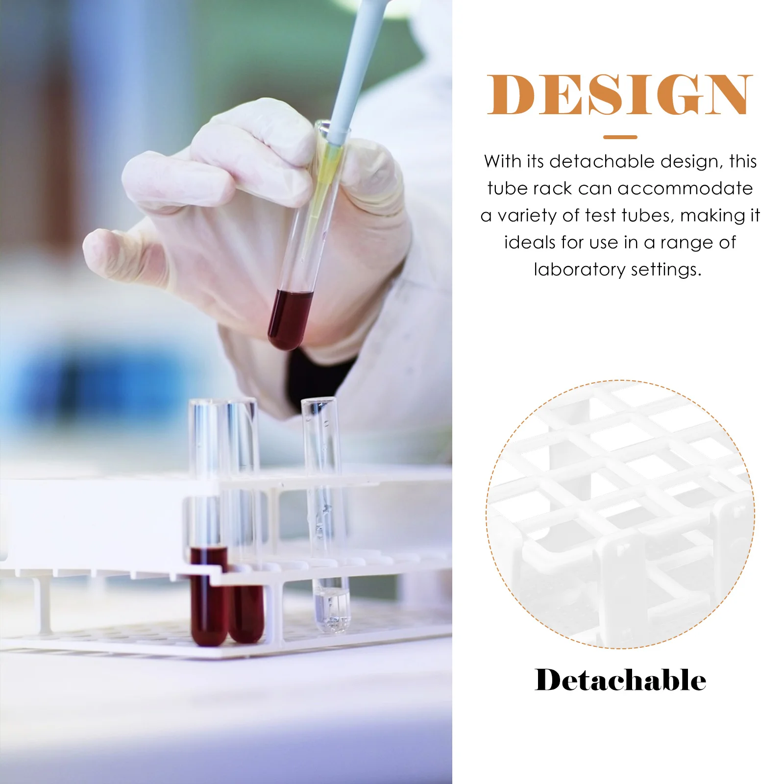 

Plastic Test Tube Holder Rack Laboratory Detachable Organizer 40 Holes for 20mm Test Tubes Storage Tube Holders