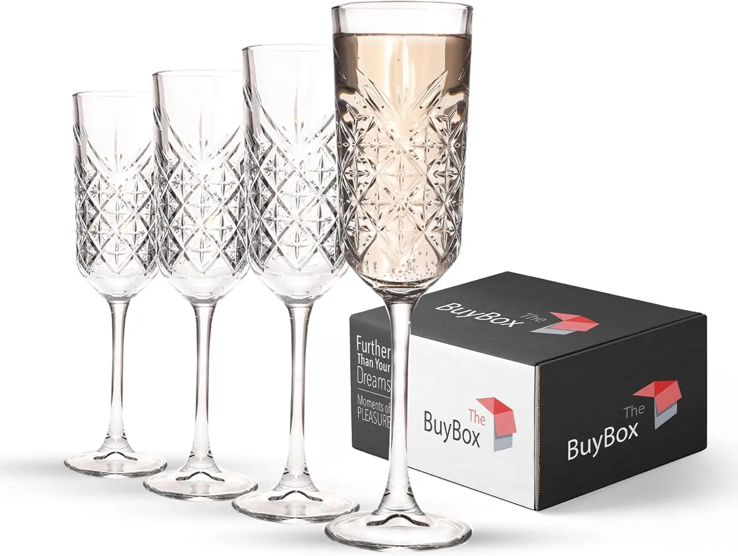 

Vintage Champagne Glasses, Crystal Champagne Flutes Glasses, Prosecco Glasses (175ml/5.7oz)