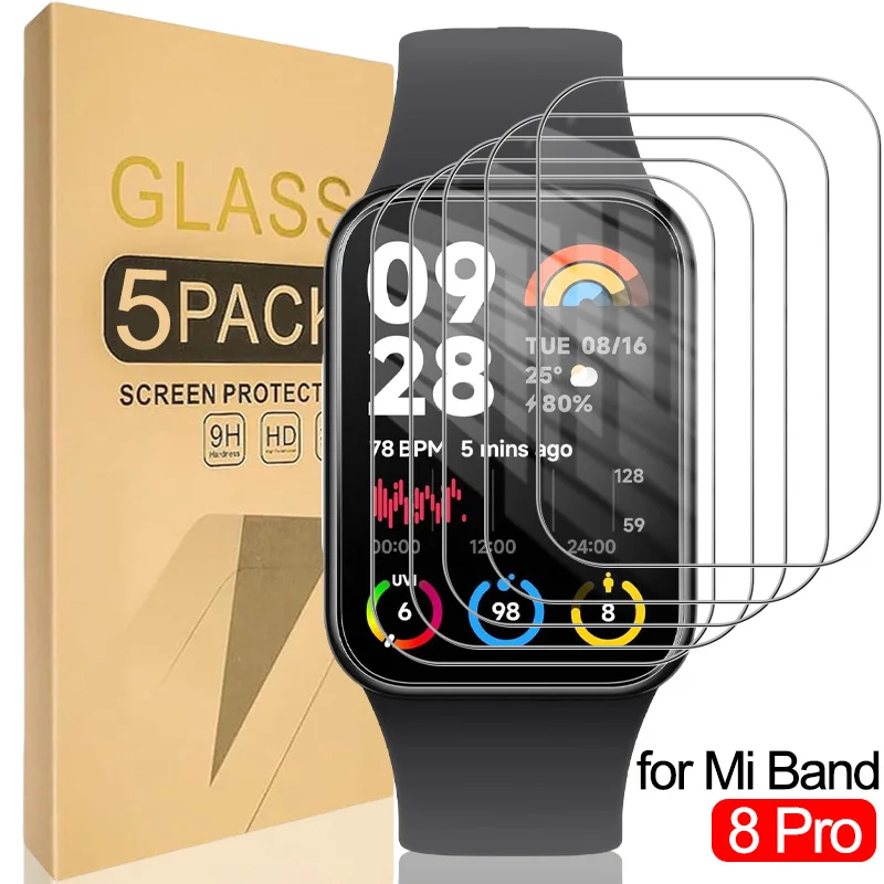 1-5 шт. Защитная пленка из закаленного стекла для смарт-часов Xiaomi Mi Band 8 Pro, прозрачная защитная пленка для Mi Band8 Pro, аксессуары