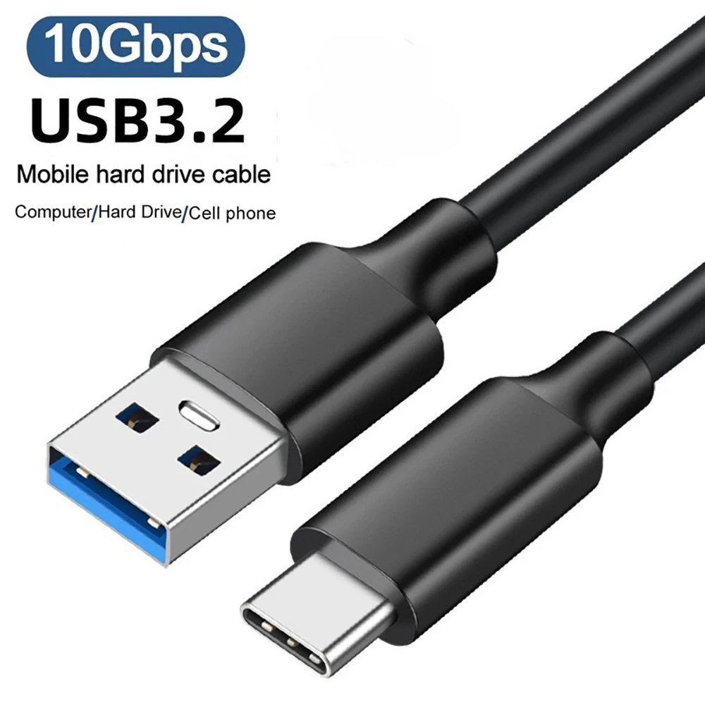 USB 3.2 Gen2 10Gbps Typ-C-Kabel USB A zu Typ-C Datenübertragung & 3A 60W QC 3.0 Schnellladekabel für SSD-Festplatte für Xiaomi