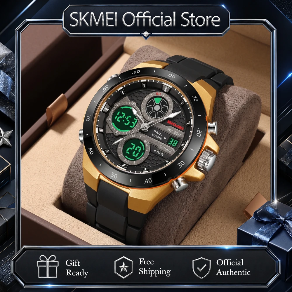 SKMEI 2808 3Time Digital Sports Watches Men Military Wristwatch Casual Business Fashion Clock Alarm EL Countdown Timer Week Date