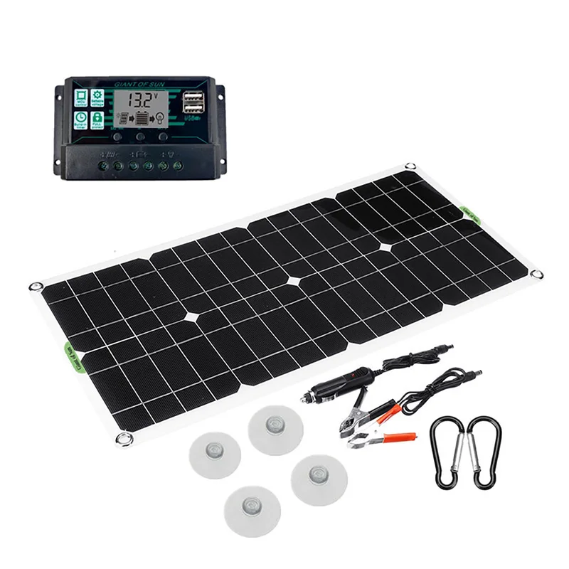 Kit de panneau solaire pour voiture, 200W, 18V, batterie de charge 12V, 10-30A, régulateur PT, port USB, cellule solaire, banque d'alimentation pour téléphone, montres