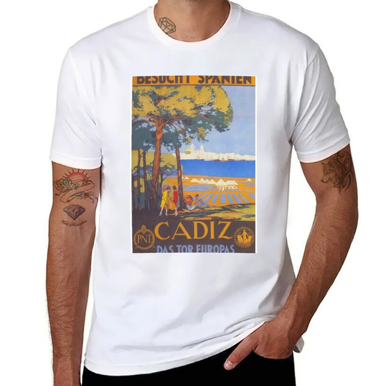 

cotton t T-Shirt pack t Travel shirt Cadiz man shirt Vintage Spain graphic Poster