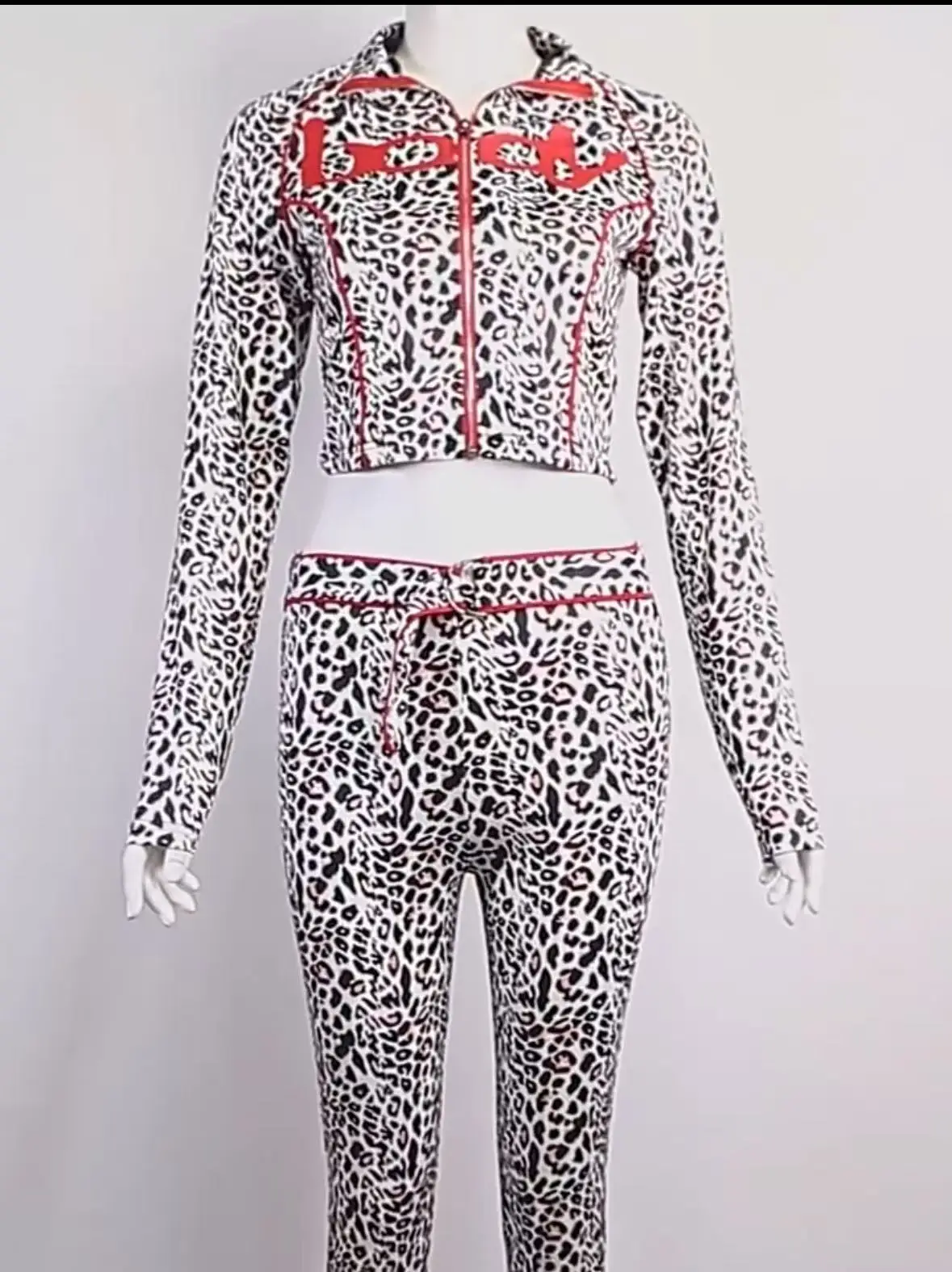 

Tracksuit 2 Piece Sets Women New Autumn 2025 Zip Crop Jacket+Metal Sash Leggings Sporty Matching Stretch Streetwear Two Suits
