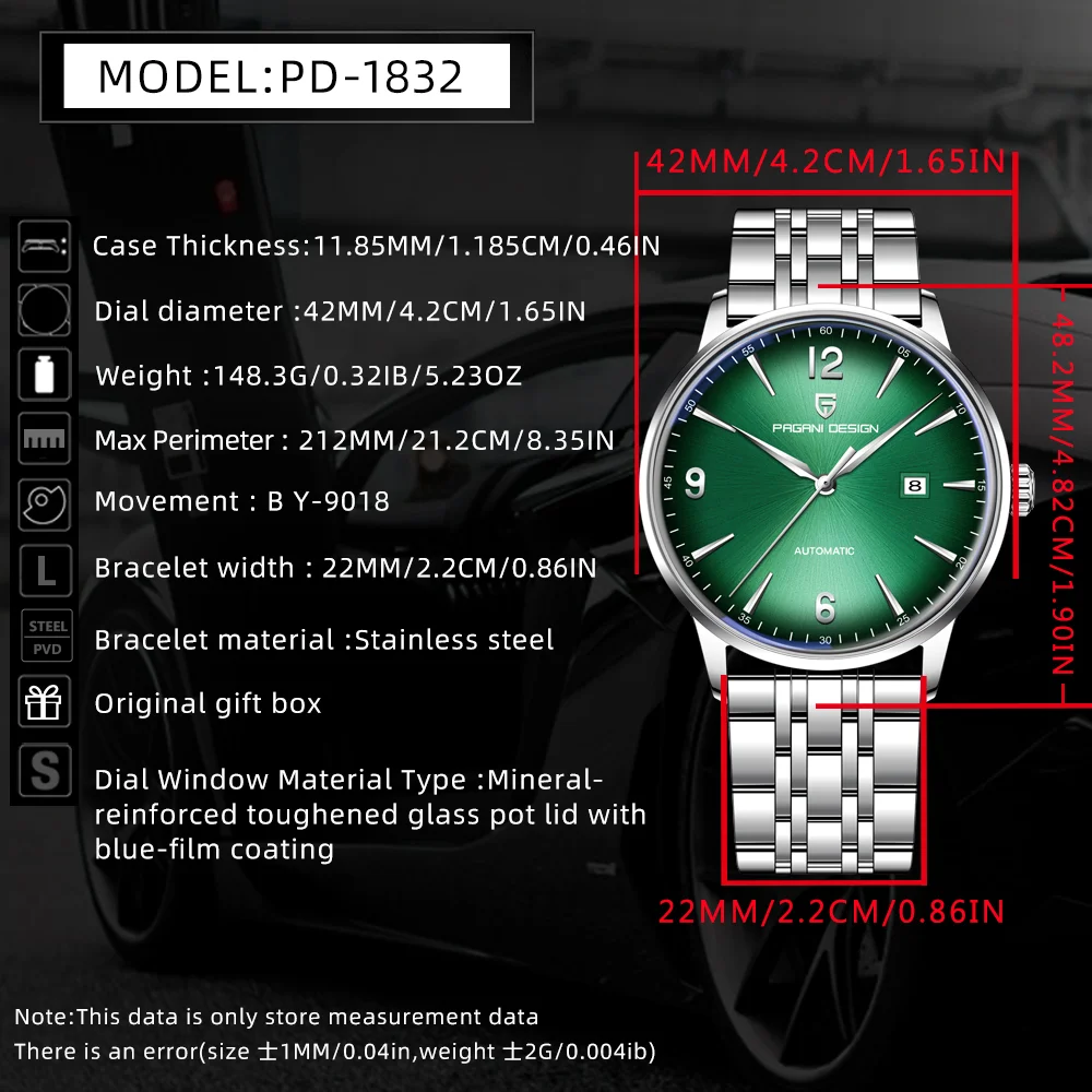 PAGANI DESIGN New Men's Automatic Mechanical Watch Luxury Sapphire Stainless Steel Classic Business and Leisure Men's Watch