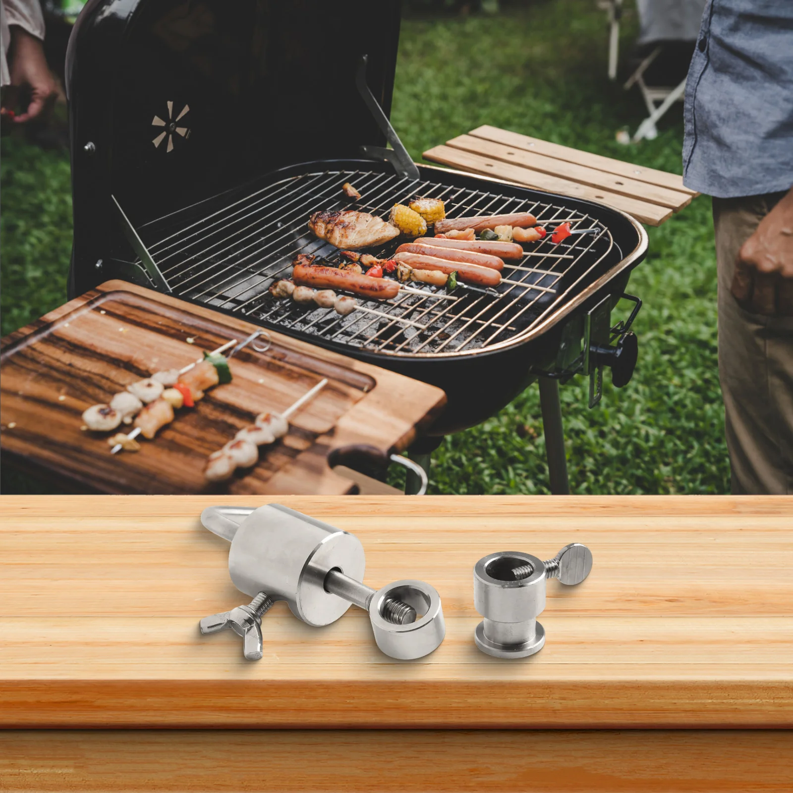 L-shaped Bar Weight Balancer BBQ Oven BBQ Rod Limiter Rotisserie Roast Chicken Set Stainless Steel High Quality