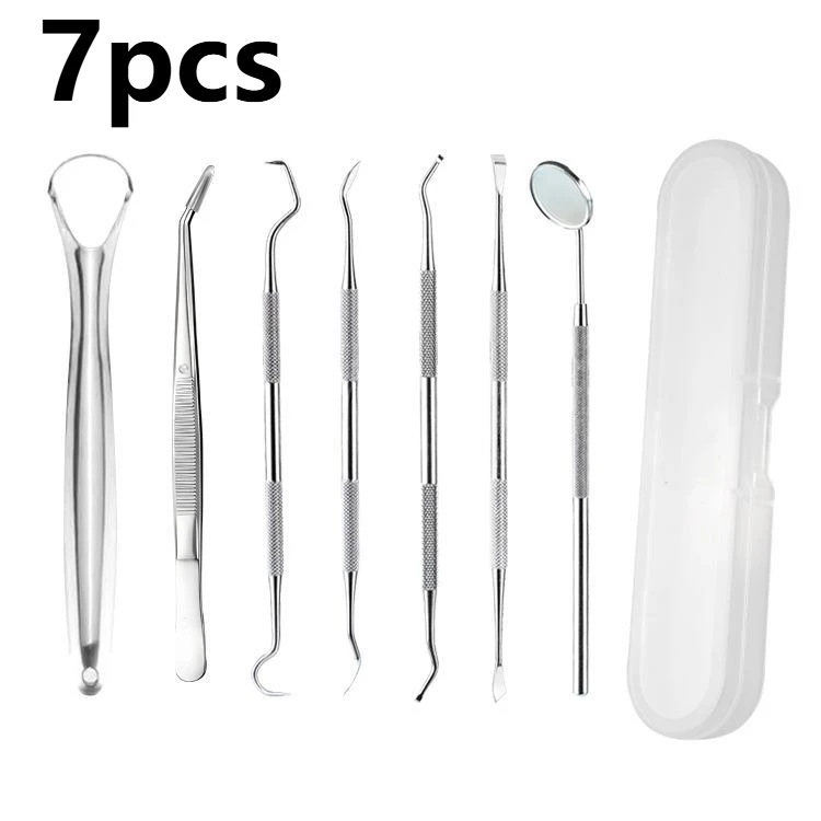 3/4/5/6/7pcs Dentist Tools Professional Stainless Steel Tartar Remover Toothpick Plaque Scraper Teeth Cleaning Dental Kit