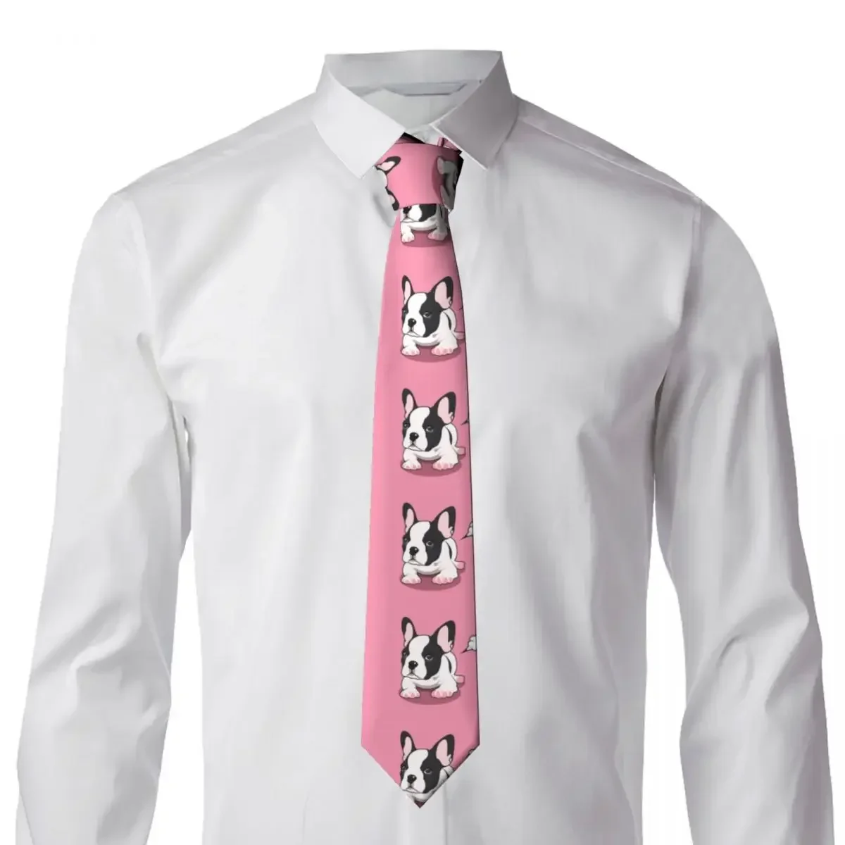 Cravatta da uomo Cravatte skinny formali Cravatta da sposa classica da uomo carina Frenchie Bulldog Gentleman stretta