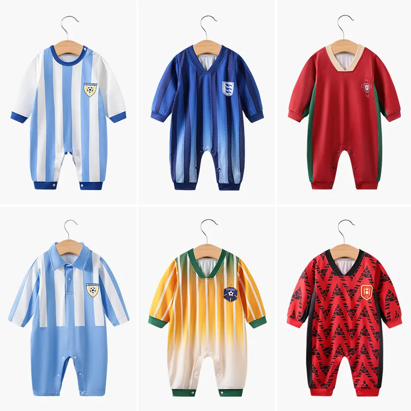 New Baby Football Jersey Jumpsuit, European Cup Long Sleeved Sports Style Baby Football Jersey Clothing