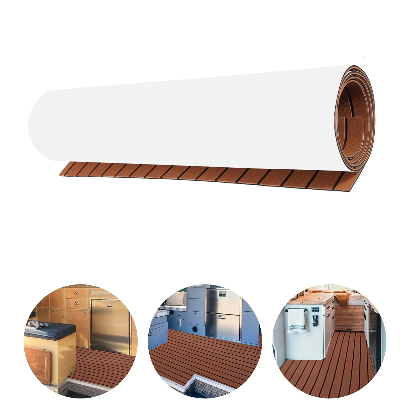 Caravan Mats,Self-Adhesive Teak Floor Mat Non-toxic Retro Design EVA RV Mat Sound Insulation EVA Foam Marine Flooring Mat
