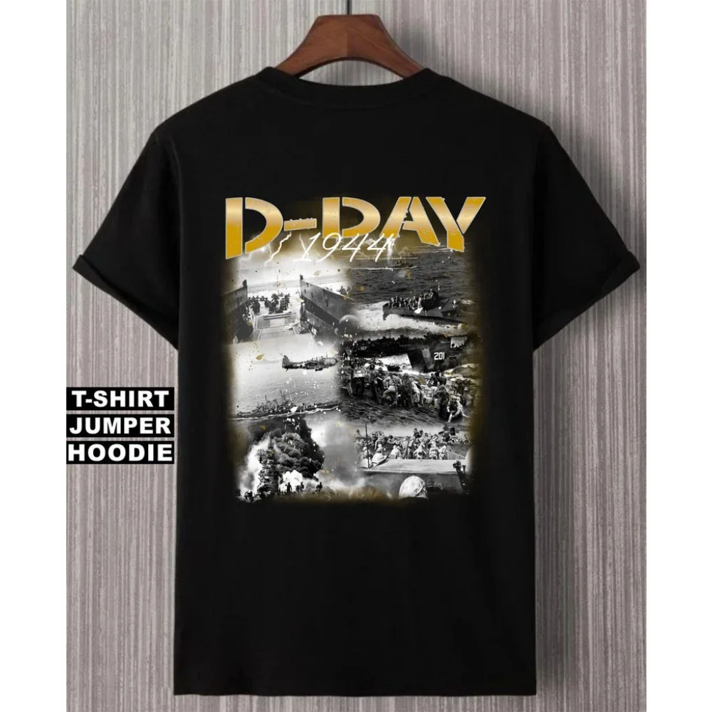 D-Day تي شيرت المحاربين القدامى التي شيرت نورماندي الهبوط 81st الذكرى 1944-2025 التي شيرت الرجال الصيف Crewneck القطن قصير الأكمام