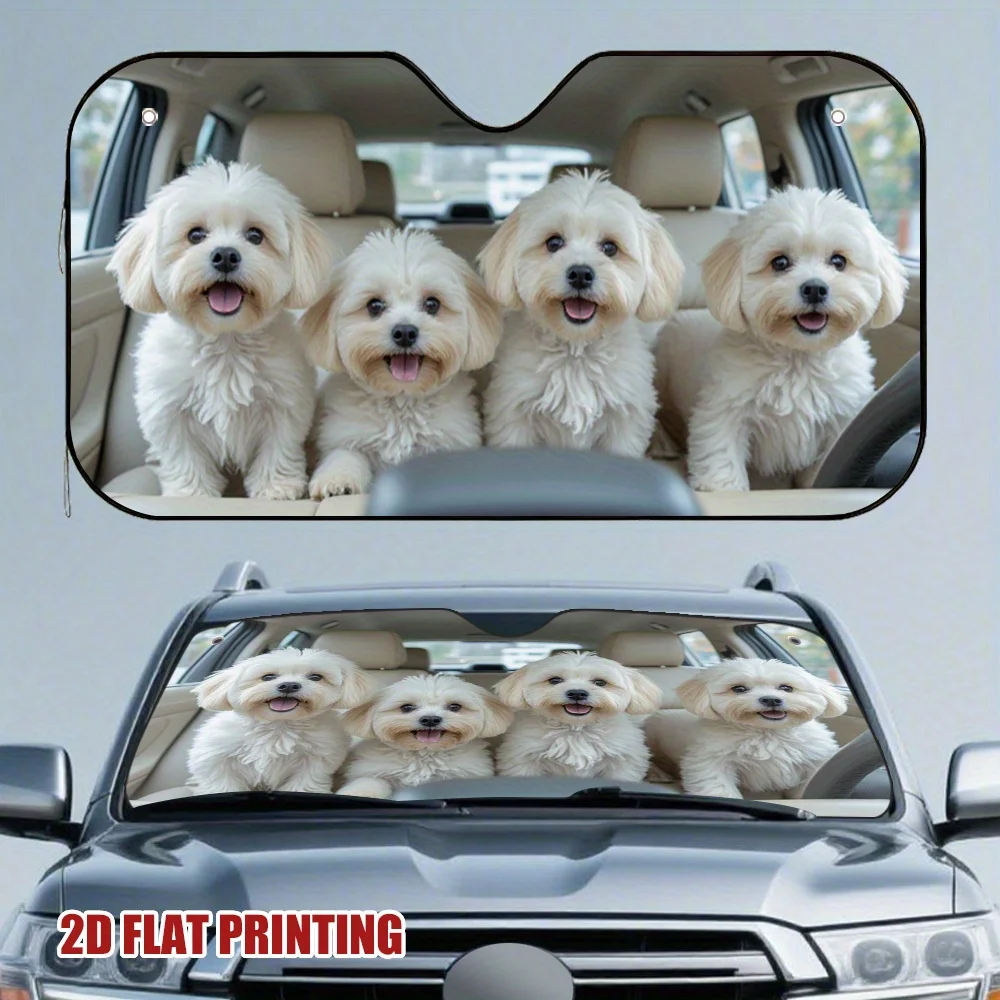 

1pc Bichon Road Trip Car Sun Visor, Universally Designed, Ideal For Family, Business, And Personal Cars, Offering All-day Sunsha