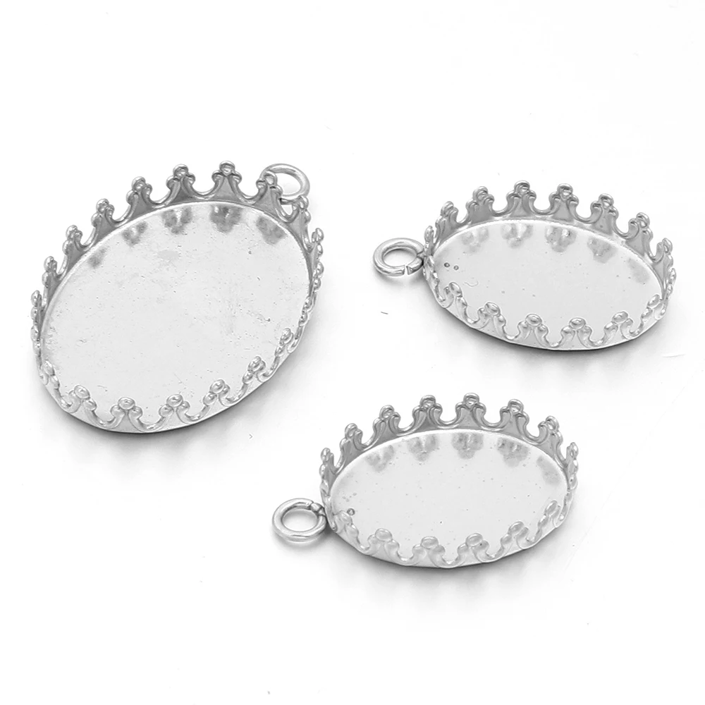 10 szt. 13x18/18x25mm Wewnętrzny Rozmiar Stal Nierdzewna Owalna Baza Kaboszonowa Oprawa Kamei Wkładka do Zawieszki Tworzenie Biżuterii — zdjęcie 7