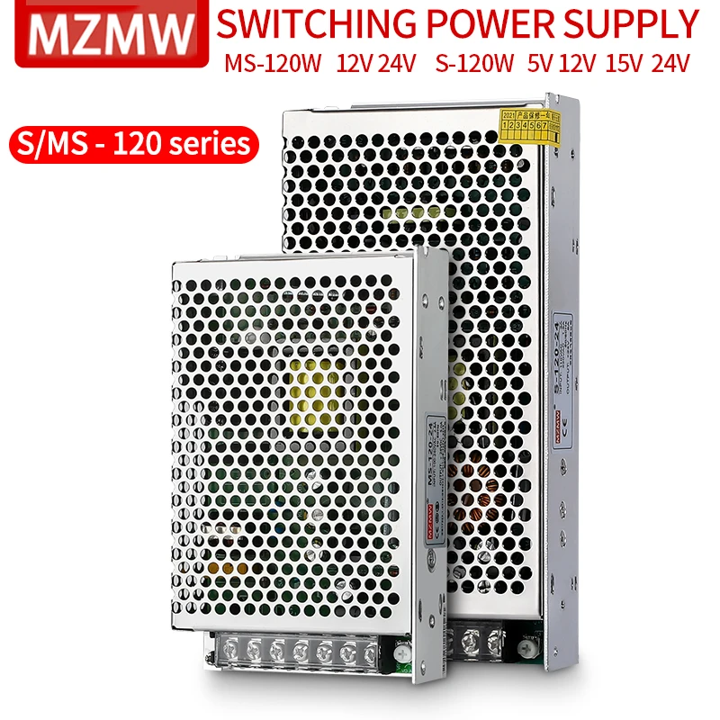 Mzmw Ms120 S120 Série Comutação da Fonte de Alimentação 120w 5v 12v 15v 24 36v 48v ac dc Única Saída Transformador Adaptador Alimentação Smps