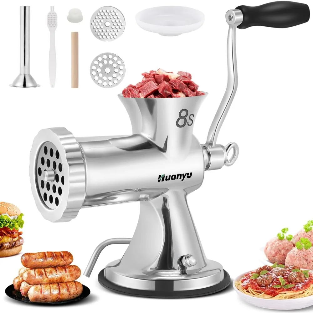 Manual Meat Grinder Sausage Stuffer Filler Hand Crank Mincer Stainless Steel Meat Processor Grinding Machine