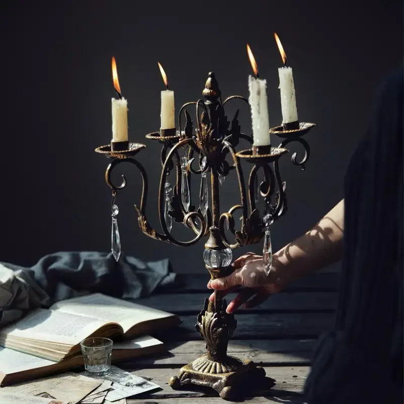 Nordic Candle Holders Luxury Vintage Candle Holder Party Decorative Candlestick Elegant Crystal Candlesticks Aesthetic Container