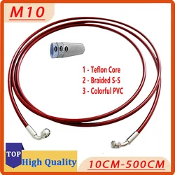 Red 10 To 500CM Hydraulic Brake Hose DOT oil Pipe Line Braided Cable 10mm Banjo For Kawasaki Yamaha Honda ATV 28°90°Motorcycle