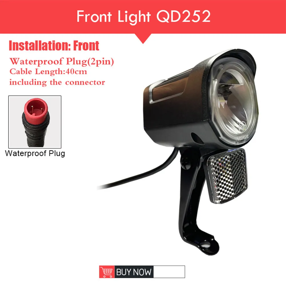 /12-72V /LED /Headlight Waterproof Front Light With SM Connector For Electric Bicycle EBike Scooter Cycling Lamp Black