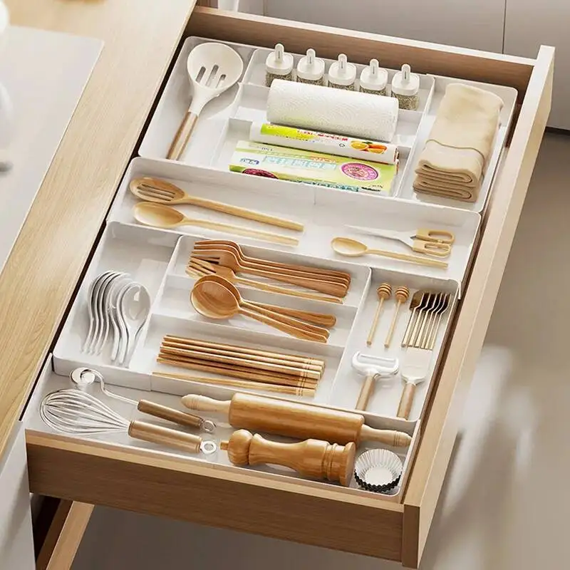 

Expandable Versatile Adjustable Organizer Tray For Kitchen Drawer Spoons Forks Knives Cutlery Holder