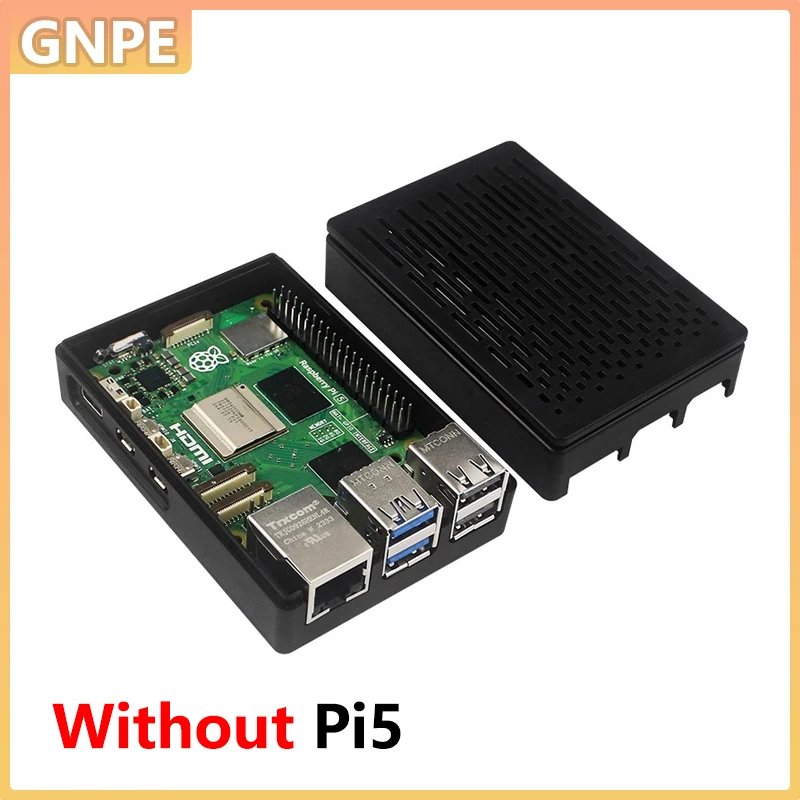 Raspberry Pi 5 ABS Case 3.5inch Display Stripe and Fan Hole Compatibleand  Multi-Purpose with Removable Cover and Fan Mount