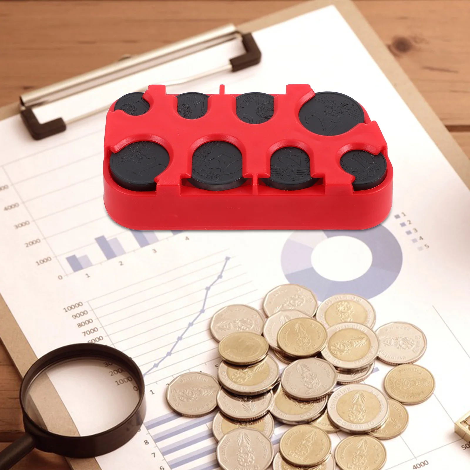 صندوق تخزين ذو سعة كبيرة من مادة البولي بروبيلين منظم للعملات المعدنية المحمول لسيارة حامل العملات الداخلي تغيير موزع تخزين العملات المعدنية #6