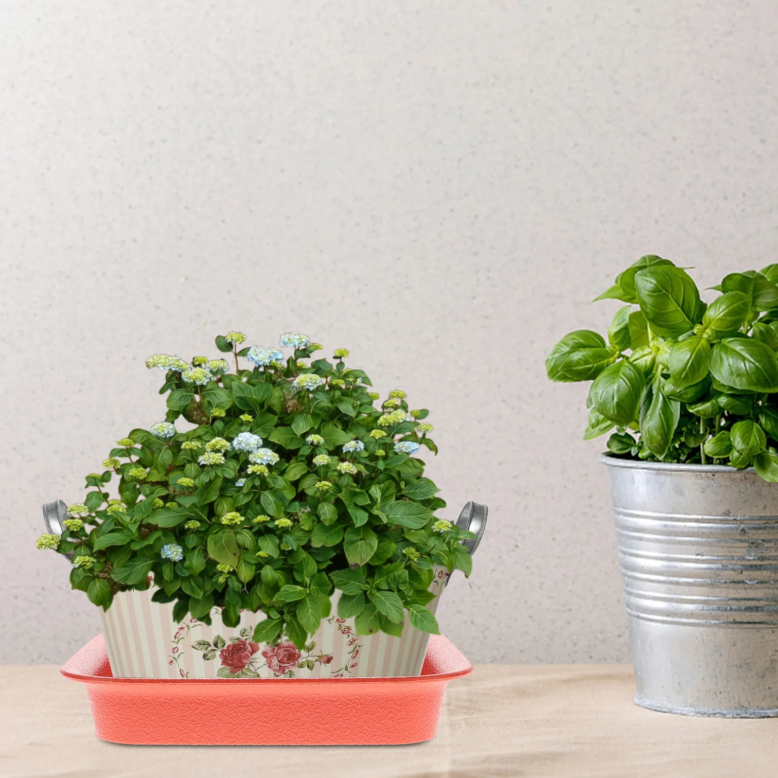 2Pcs Square Thick Plastic Pot Saucer Tray Lightweight High Load Bearing Drainage Tray for Houseplants Flowerpots Garden Indoor