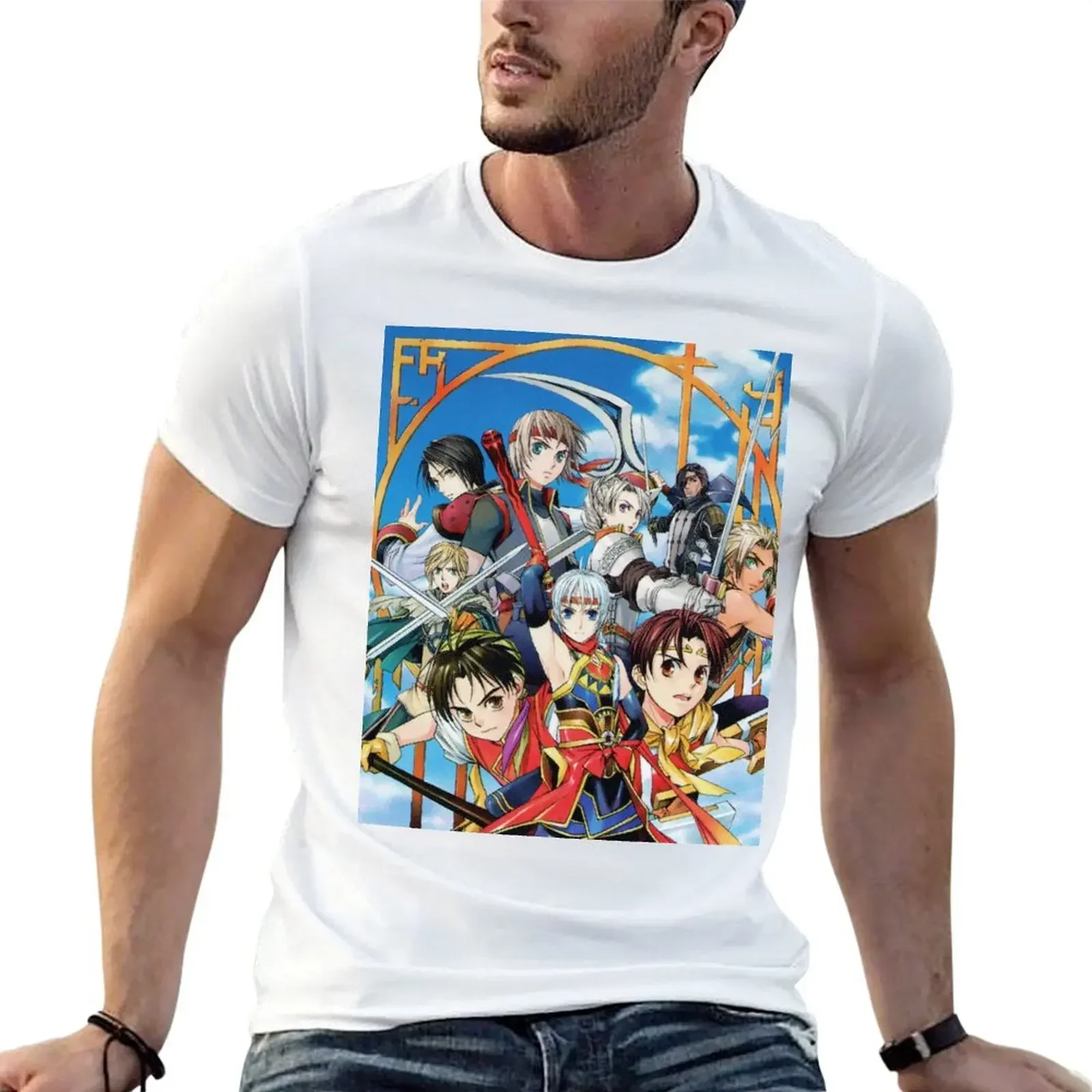 Suikoden Heroes T-Shirt vintage graphic tee custom t shirt vintage anime shirt Men's t-shirt