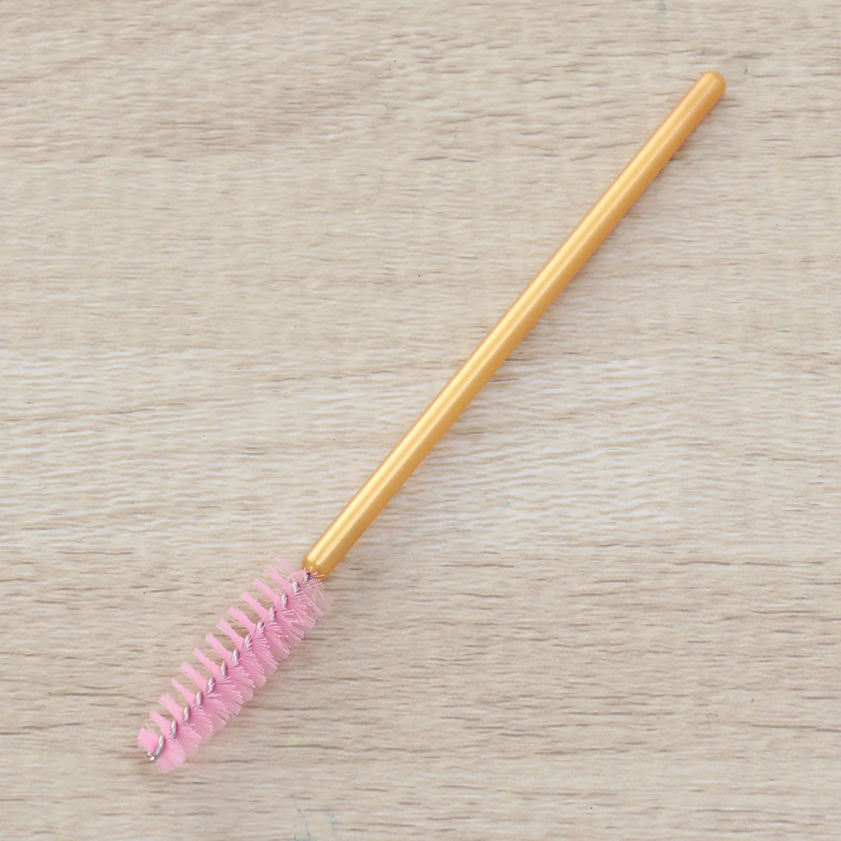 

50 Pcs Disposable Eyelash Mascara Wand Applicator Colored Makeup Protable Eyelash Volume (Gold Rod, Pink Brush)