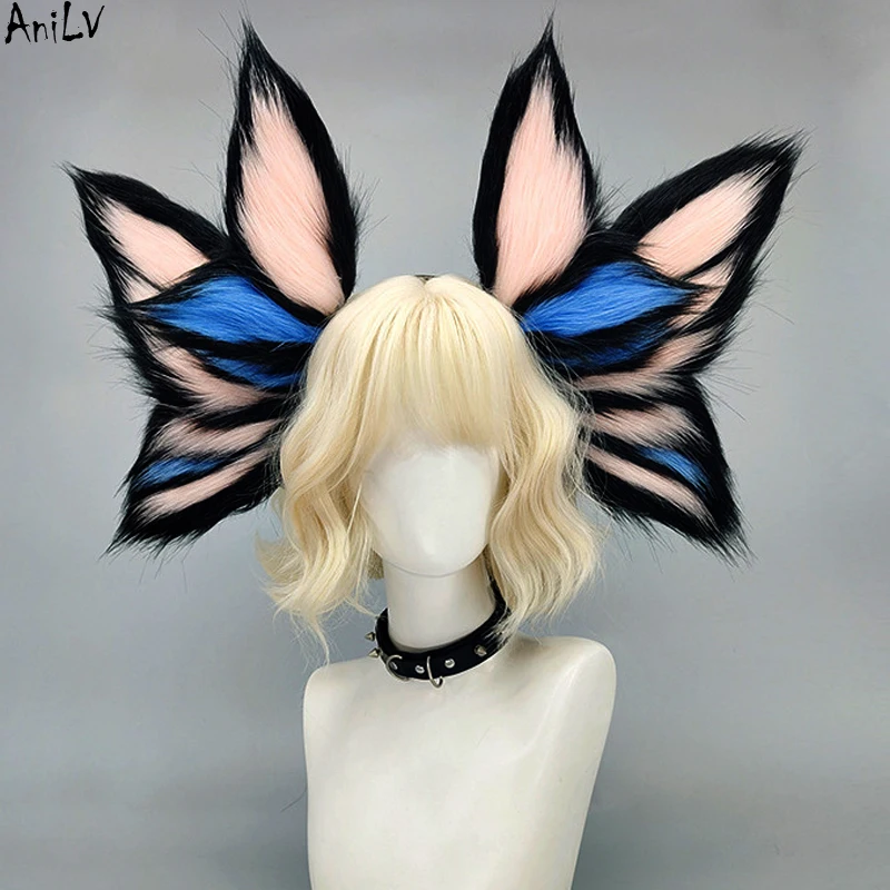 AniLV Elf Butterfly Headband Fantasy Creatures Furry Headwear Fursuit Cosplay