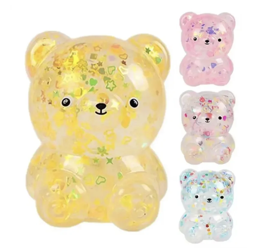 Squeeze cute bear colored glitter toy fun adult anxiety release soft pressure through balloon party pressure release child gift