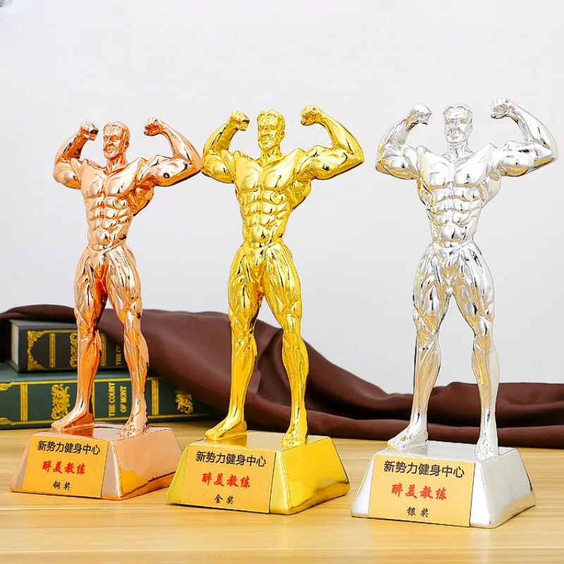 

Resin Bodybuilding Competition Trophy (gold, Silver and Copper), Figure Male Muscle People Fitness Place Decoration Pieces of Ar