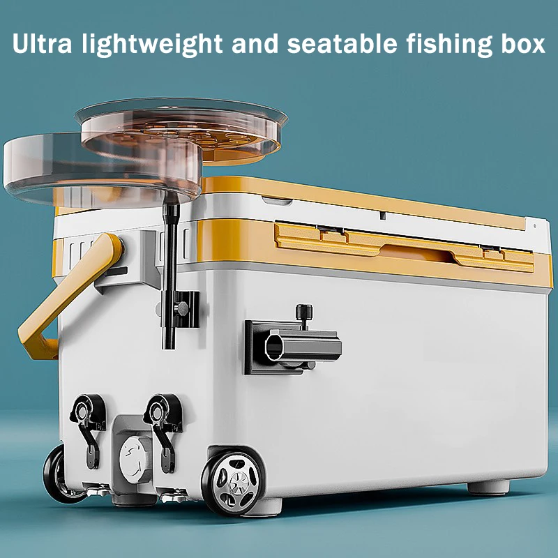 42L Large Capacity Outdoor Fishing Multifunctional Portable Fishing Box With Wheels ABS Insulation Material Fishing Tool Box